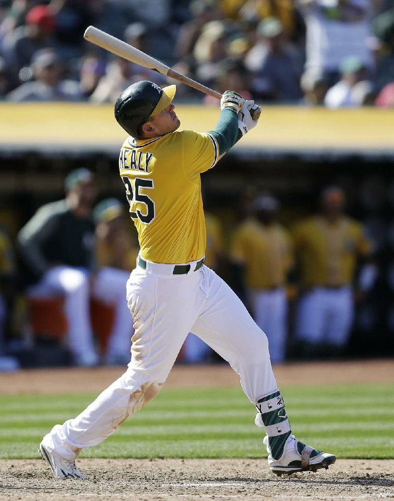 When Oakland A’s slugger Ryon Healy is at the plate, fans would be well-advised to be alert — and to put away their cellphones.