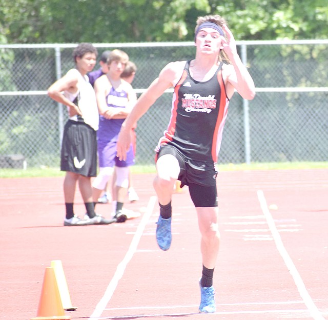 Photo by Rick Peck McDonald County&#8217;s Shane Russo took fifth place in the triple jump at Saturday&#8217;s Missouri Class 4 District 6 Track and Field Championships to just miss qualifying for this week&#8217;s sectional meet.