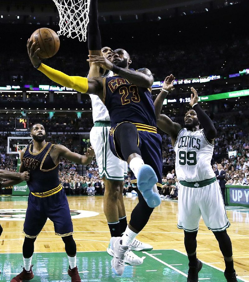 Cleveland forward LeBron James had 38 points and nine rebounds to help the Cavaliers beat Boston in the opening game of the NBA Eastern Conference finals Wednesday and wrestle away homecourt advantage from the Celtics.