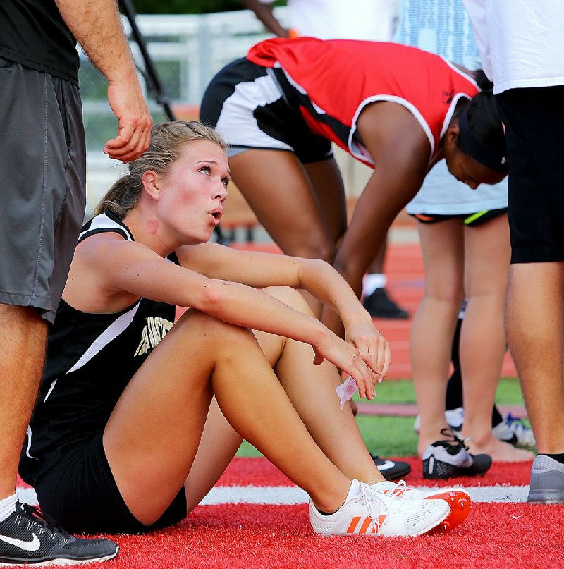 Allie Hensley of Clinton held a 139-point lead after Day 1 of the state high school heptathlon and pulled away in the final round of events Thursday to win the competition with 4,393 points.