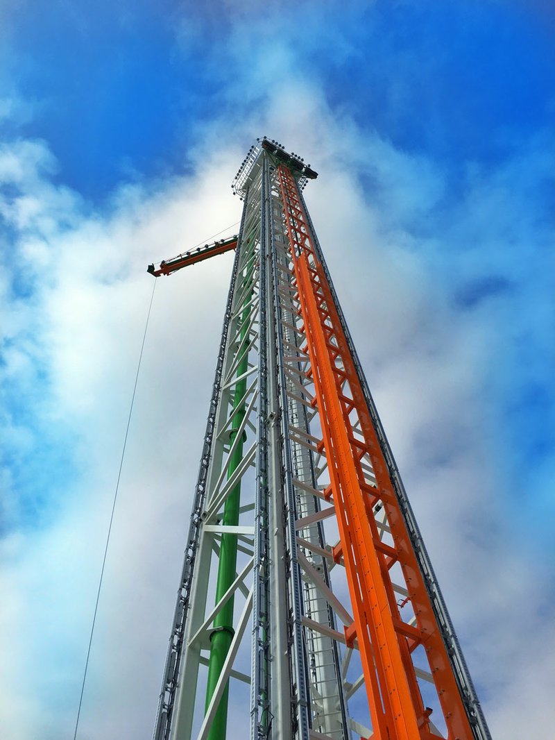 The 200-foot Bigfoot Action Tower, new in Branson this spring, can be seen from the far side of Table Rock Lake, says spokeswoman Linda Peterson. It offers two new thrill rides for the resort town’s visitors.