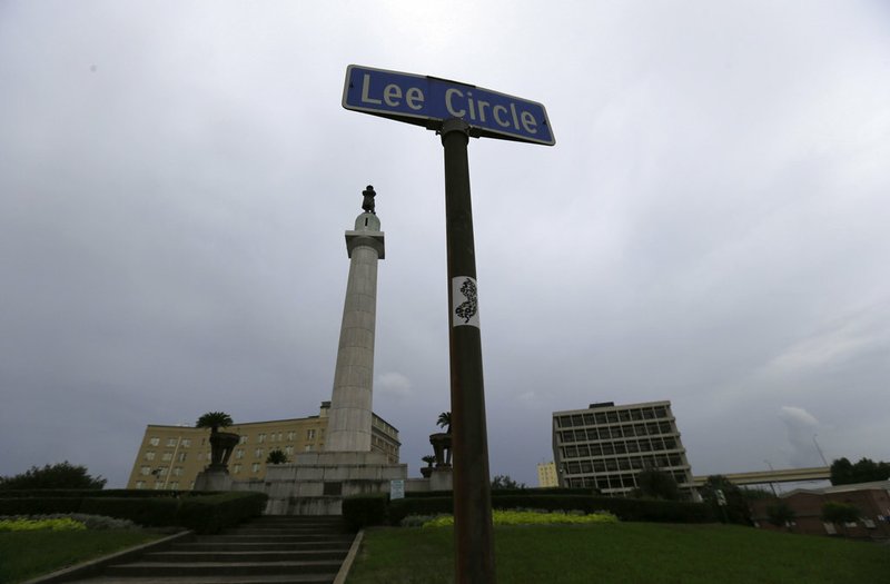 In this Sept. 2, 2015 file photo, the statue of Gen. Robert E. Lee stands in Lee Circle in New Orleans. 