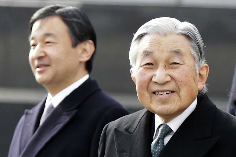 If the Japanese abdication bill passes, Emperor Akihito (right) would be the first living Japanese emperor to leave the throne in 200 years. Crown Prince Naruhito is at left.