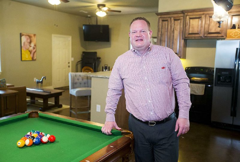 Rogers Mayor Greg Hines; photographed on Monday, May 15, 2017, in his favorite place, his "Epic Man Cave" at his Rogers home