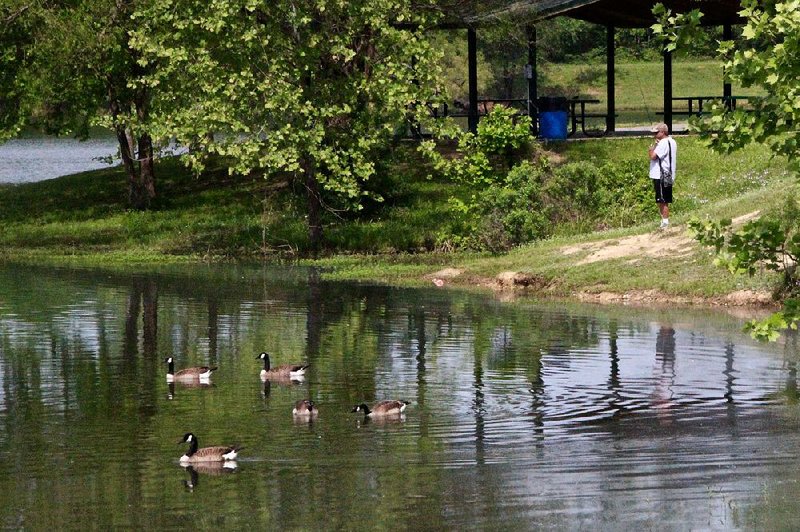 Sunset Lake Walking Trail in Benton features lots of fishermen and Canada geese.