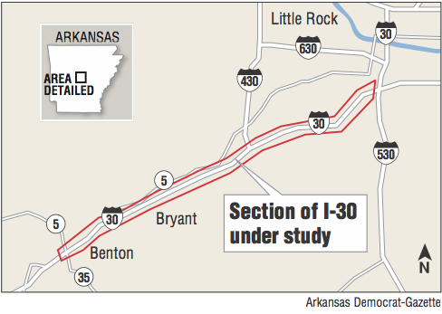 Map showing the Section of I-30 under study