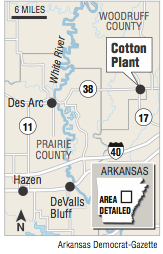 A map showing the location of Cotton Plant.