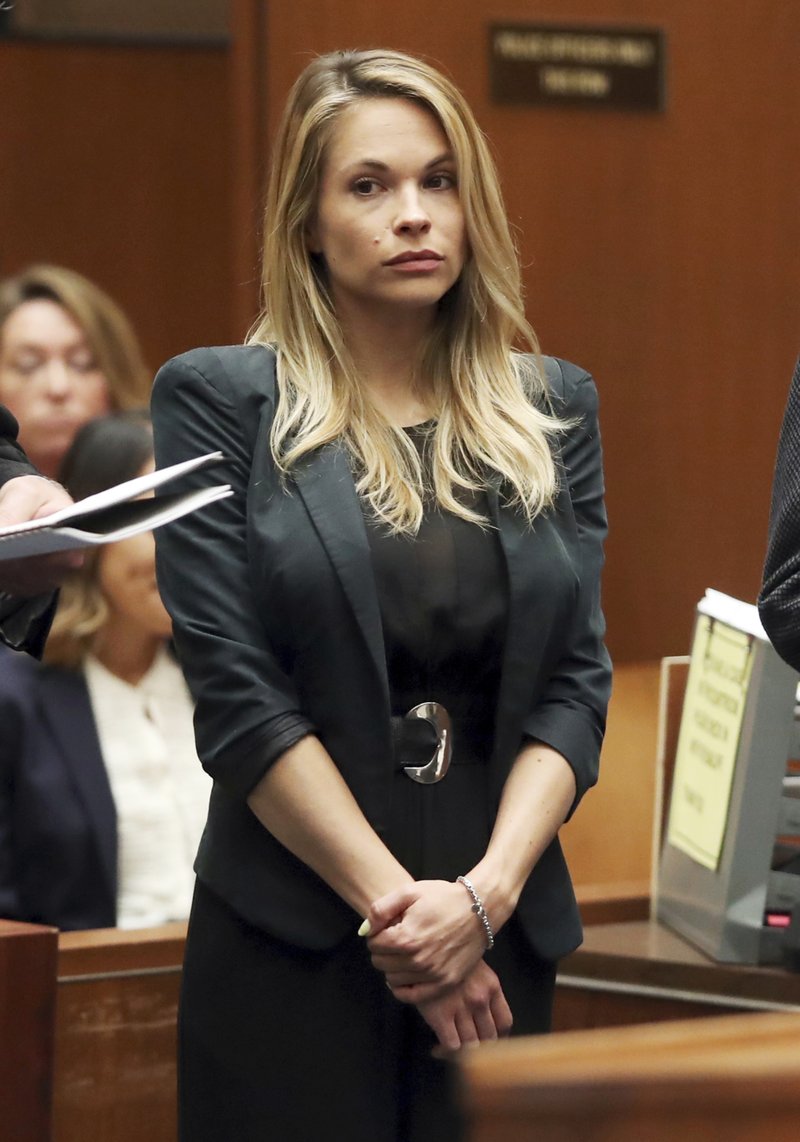 Model and Playboy bunny Dani Mathers appears in Los Angeles County Superior Court to answer charges related to her taking a photo of a naked 71-year-old woman in a gym locker room and posting it on social media in Los Angeles on Wednesday, May 24, 2017.