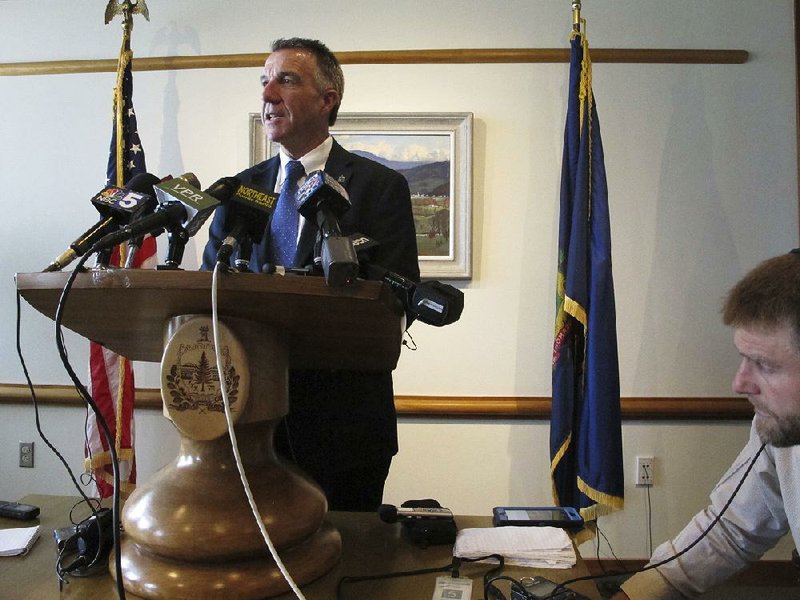 Gov. Phil Scott announces Wednesday in Montpelier, Vt., that he is vetoing legislation that would have made Vermont the ninth state to legalize recreational use of marijuana.