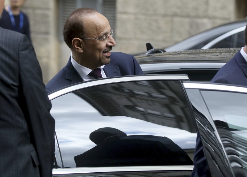 Khalid Al-Falih Minister of Energy, Industry and Mineral Resources of Saudi Arabia leaves the building of the Organization of the Petroleum Exporting Countries, OPEC, at their headquarters in Vienna, Austria, Wednesday, May 24, 2017.