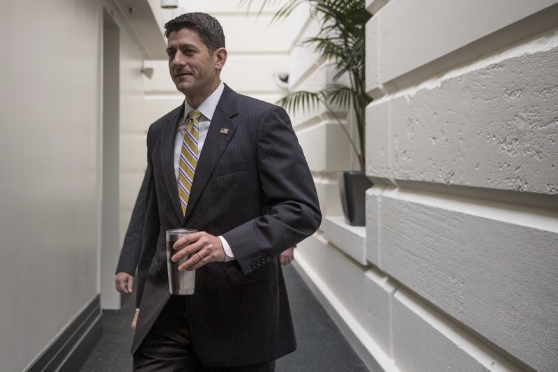 House Speaker Paul Ryan of Wis. arrives for a GOP caucus meeting on Capitol Hill in Washington, Tuesday, May 23, 2017. (AP Photo/Andrew Harnik)