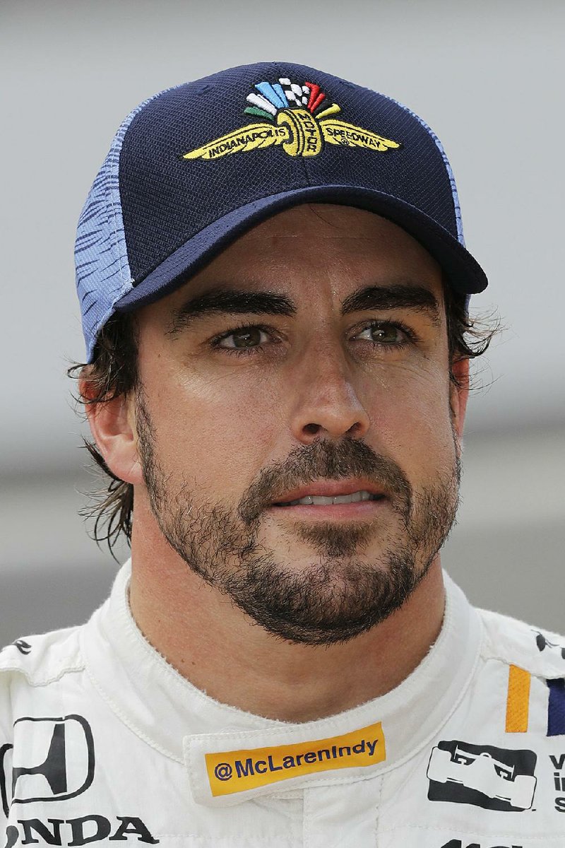 Fernando Alonso, of Spain, is shown after he qualified for the Indianapolis 500 IndyCar auto race at Indianapolis Motor Speedway, Saturday, May 20, 2017 in Indianapolis. 