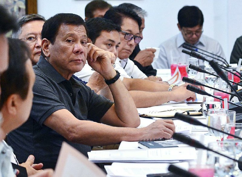 Philippine President Rodrigo Duterte held a special Cabinet meeting Thursday in Davao City, southern Philippines. 