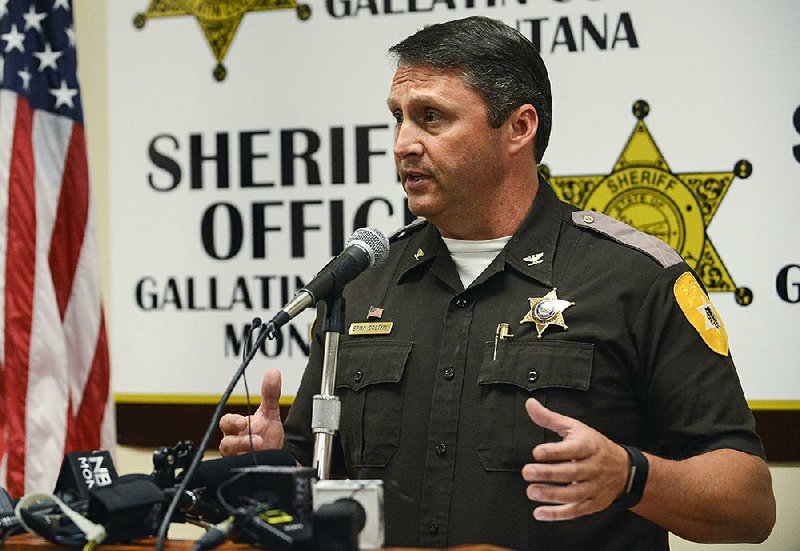 Gallatin County Sheriff Brian Gootkin answers questions Thursday at a Bozeman, Mont., news conference about Montana congressional candidate Greg Gianforte’s misdemeanor assault charge, which was filed after a reporter was roughed up Wednesday. 