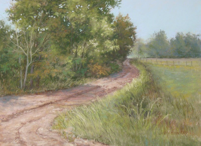 “Summer Road Trip” — Among pastels by Judy Howard on display in the Smith-Pendergraft Campus Center’s Reynolds Room lobby on the campus of the University of Arkansas at Fort Smith through July 31.