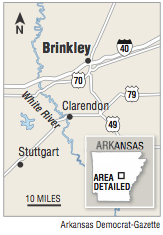 A map showing the location of Brinkley.