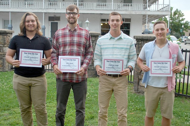 All-Conference selections Graham Thomas/Siloam Sunday Siloam Springs senior baseball players, from left, Chance Junkermann, Josh Hunt, Chandler Cook and Dawson Armstrong, earned All-Conference honors in the 6A-West for the 2017 season.