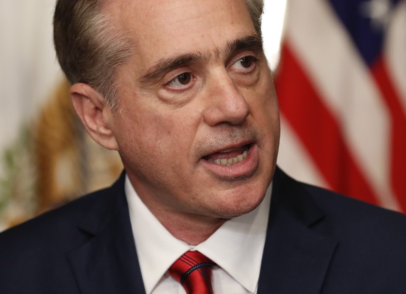 FILE - In this Feb. 14, 2017 file photo, Veterans Affairs Secretary David Shulkin speaks in Washington. Federal authorities have launched dozens of new criminal investigations into possible opioid and other drug theft by employees at Department of Veterans Affairs hospitals, a sign the problem isn't going away despite new prevention efforts. Data obtained by The Associated Press show 36 cases opened by the VA inspector general's office from Oct. 1 through May 19. (AP Photo/Carolyn Kaster, File)