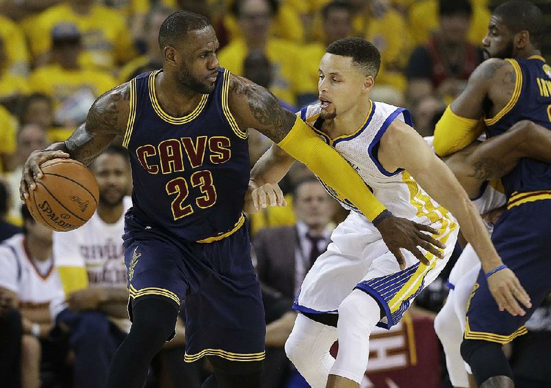 Cleveland forward LeBron James (left) is making his seventh consecutive trip to the NBA Finals and eighth overall, but he’ll have to get through reigning two-time MVP Steph Curry and the Golden State Warriors again to win his fourth championship.