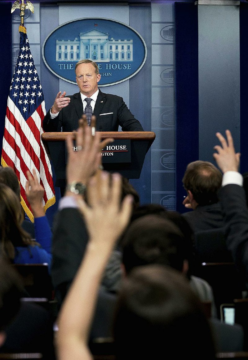 White House press secretary Sean Spicer said Tuesday that he thinks President Donald Trump “is very pleased with his team,” while noting that Trump is frustrated with news reports that Spicer said “are absolutely false, that are not based in fact.” 