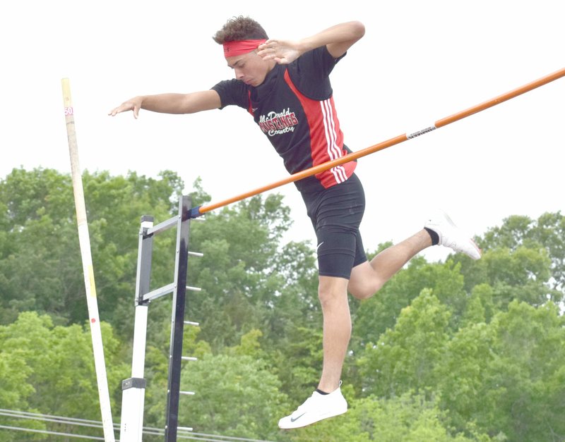 McDonald County sophomore clears 12-6 to take fourth place at the Missouri Class 4 Track and Field Championships held May 26-27 at Jefferson City High School.