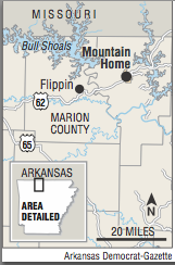 A map showing the location of Mountain Home.