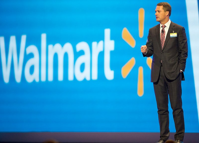 Doug McMillon, chief executive officer and president, talks on stage during the annual Wal-Mart Shareholders Meeting on Friday, June 3, 2016, at Bud Walton Arena in Fayetteville. 