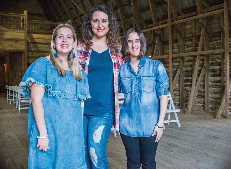 Checking out the Hill Barn Event Center are Bekka Wilkerson, center, special events coordinator for Civitan Services; Bailey Wright, left; and Sarah Prowse, who are modeling fashions from Urban Emage Apparel & Accessories in Benton. The Hill Barn Event Center will be the site of Thursday’s Denim and Diamonds fundraiser for Civitan Services. Wright and Prowse are clients at the adult-services campus of Civitan Services