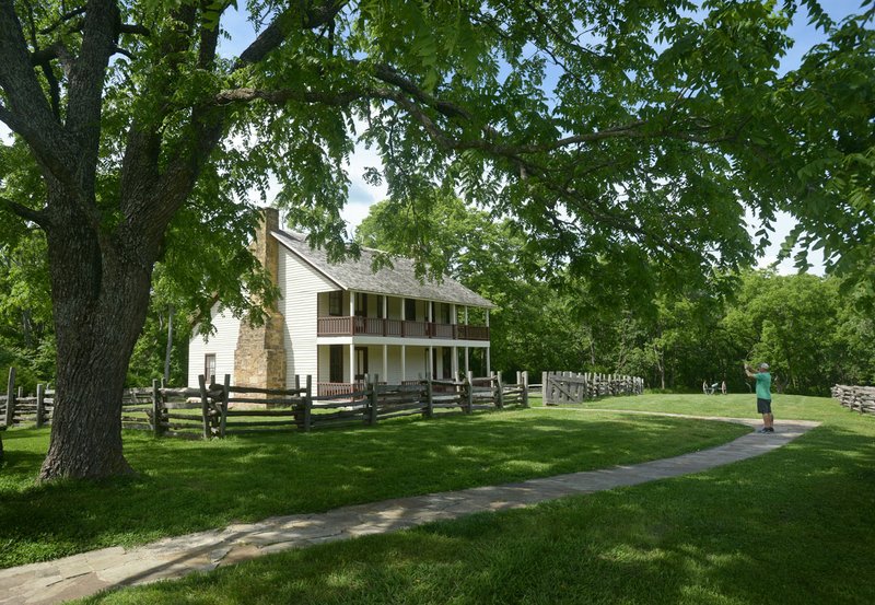 NWA Democrat-Gazette/BEN GOFF @NWABENGOFF
A view of Elkhorn Tavern Friday, June 2, 2017, at Pea Ridge National Military Park. The tavern stands next to the Trail of Tears path which passes through the park. The National Park Service and Trail of Tears Association are working to add more signage for Trail of Tears sites throughout Benton and Washington Counties, including a third such sign at Pea Ridge National Military Park to be installed later this month. 