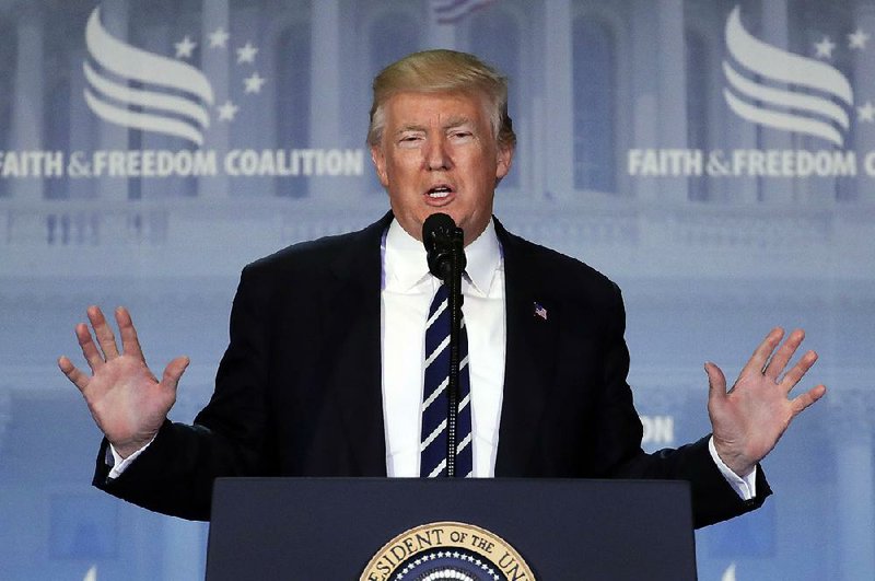 “As long as I’m president, no one is going to stop you from practicing your faith or preaching what is in your heart,” President Donald Trump told a gathering of evangelicals Thursday in Washington.