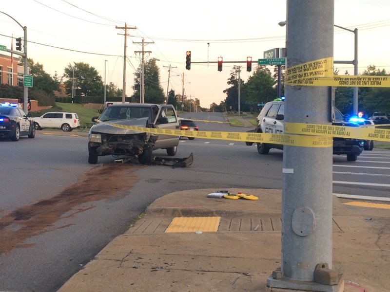Police investigate a crash at Chenal Parkway and Autumn Road in west Little Rock Friday night.