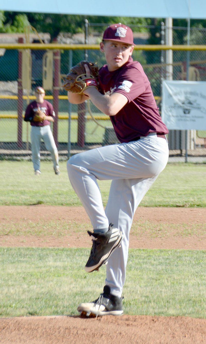 Graham Thomas/Siloam Sunday Siloam Springs Post 29 starting pitcher L.T. Ellis pitched five no-hit innings as the Panthers played to a 2-2 tie against Springdale on Wednesday at James Butts Baseball Park.