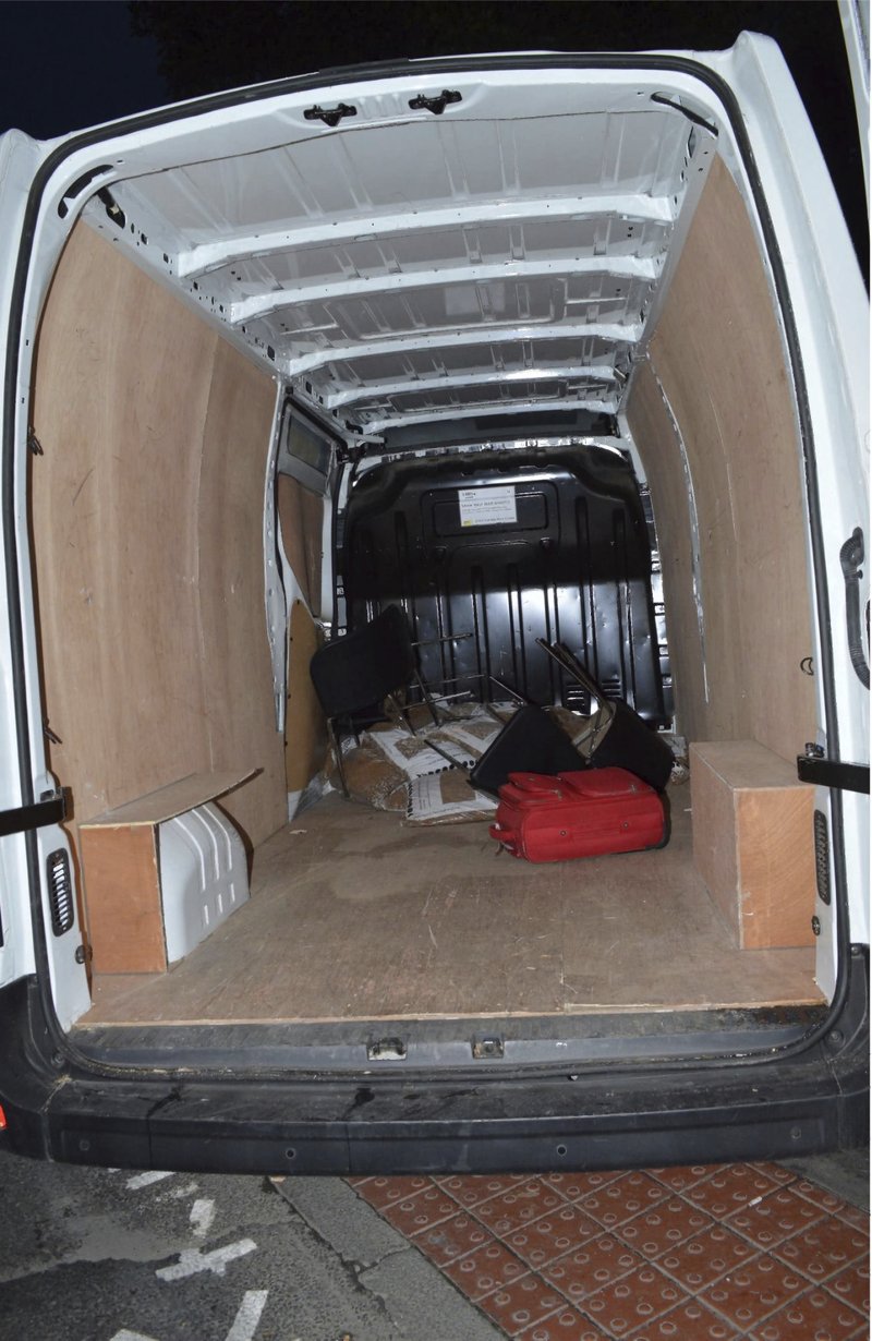 An undated handout photo issued by the Metropolitan Police, London, and made available Saturday, June 10, 2017, of the inside of the van used in the London Bridge attacks of Saturday June 3 which killed several people and wounded dozens more. The ringleader of the London Bridge terror gang tried to hire a 7.5 tonne lorry hours before the attack, police have revealed. Detectives suspect the carnage inflicted could have been even worse if Khuram Butt had not failed to secure the vehicle because his payment did not go through. (Metropolitan Police London via AP)
