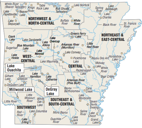 Lake Degray Fishing Map Fishing Hot Spots