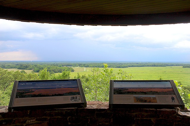 MEGAN DAVIS PEA RIDGE TIMES/From the East Overlook, visitors are presented with the best view of the battlefield in the park. Exhibits describe the fighting that took place below, more than century ago.