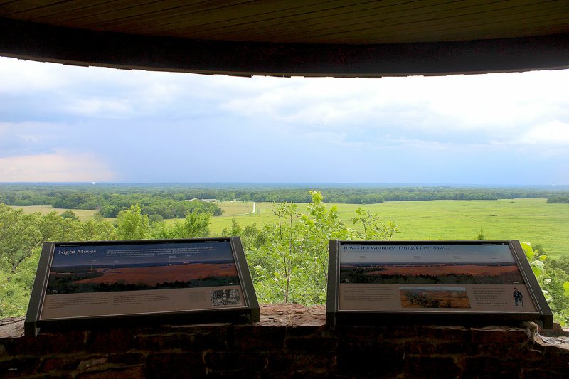 MEGAN DAVIS PEA RIDGE TIMES/From the East Overlook, visitors are presented with the best view of the battlefield in the park. Exhibits describe the fighting that took place below, more than century ago.