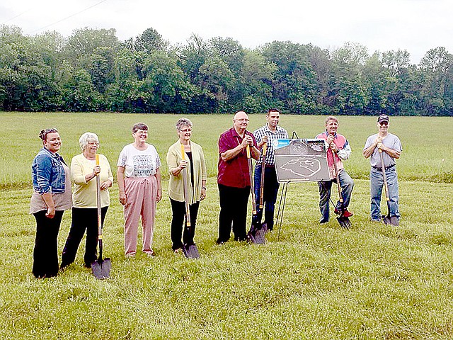 Photo submitted City officials held a ground breaking ceremony for the new bike park on May 10, which will be located off Big Sugar Creek Road in Pineville. Despite spring rains, crew members are working diligently on the bike park. A grand opening date will be coordinated with city officials, according to Progressive Bike Ramps, the company designing and building the bike park.