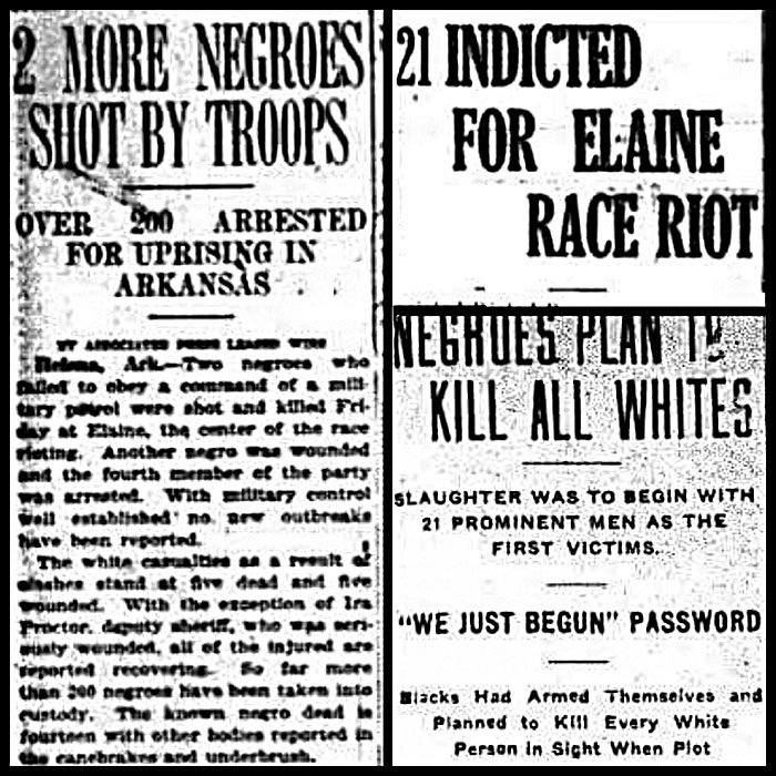 Newspaper clippings from 1919 are part of the “Massacre and Memory: Elaine 1919 in History and Film” program today at Ron Robinson Theater in Little Rock.
