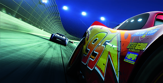 No. 95 Lightning McQueen (voice of Owen Wilson) confronts his mortality and a young, faster rival Jackson Storm (Armie Hammer) in Cars 3, only the second series of Pixar films — after Toy Story — to spawn two sequels.
