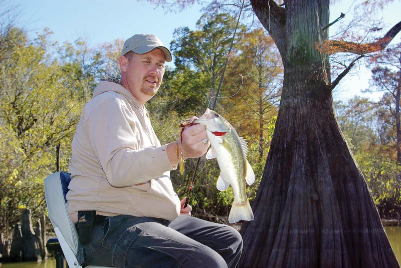 Casting a spinnerbait to cover at the head of a run-out in the White River National Wildlife Refuge 
produced this nice bass for Josh Sutton of Wynne.