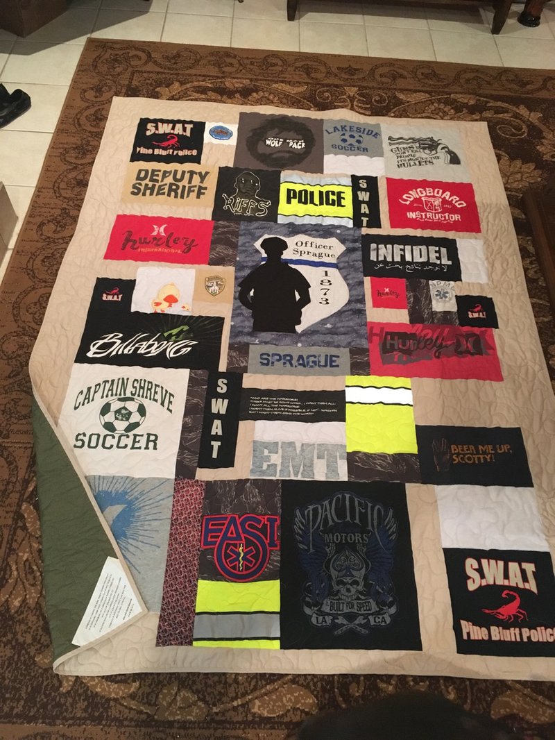 The completed memory quilt for officer Jason Sprague's family.