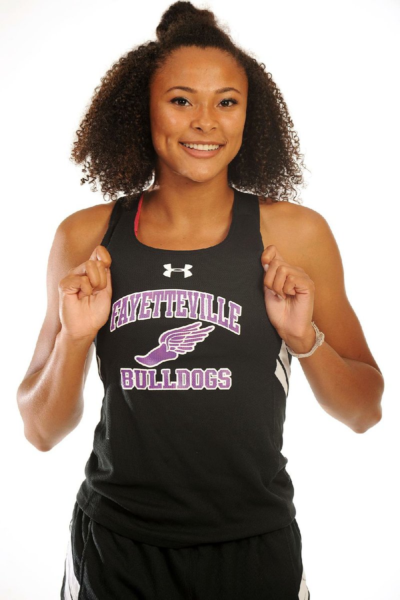 Lauren Holmes, a senior at Fayetteville High School, is the Northwest Arkansas Democrat-Gazette Girls Track and Field Athlete of the Year. Wednesday, May 17, 2017.