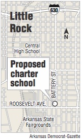 A map showing the location of a proposed charter school.