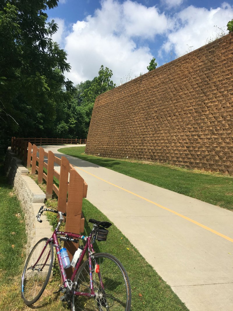 A hill at The Great Wall of Lowell on the Razorback Greenway rates high on the wheezer scale, unless the rider is going downhill.