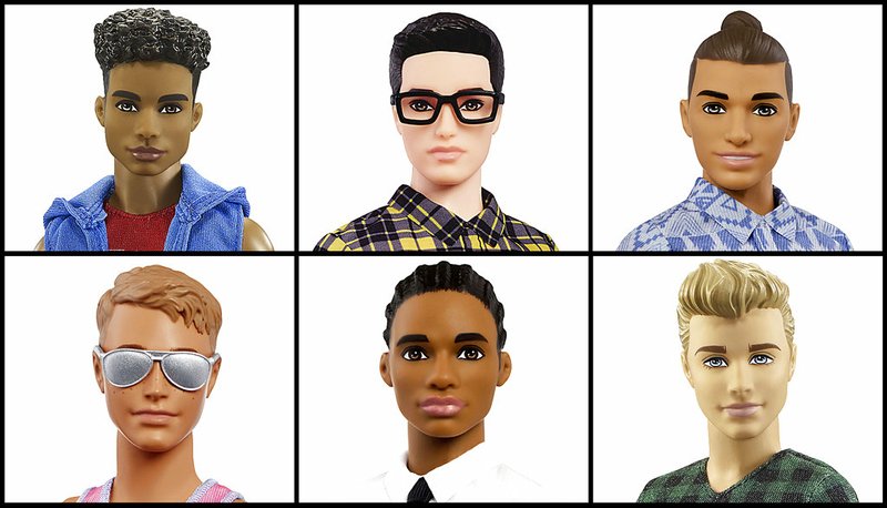 This photo combo of images provided by Mattel shows a variety of Ken dolls now available from Mattel.