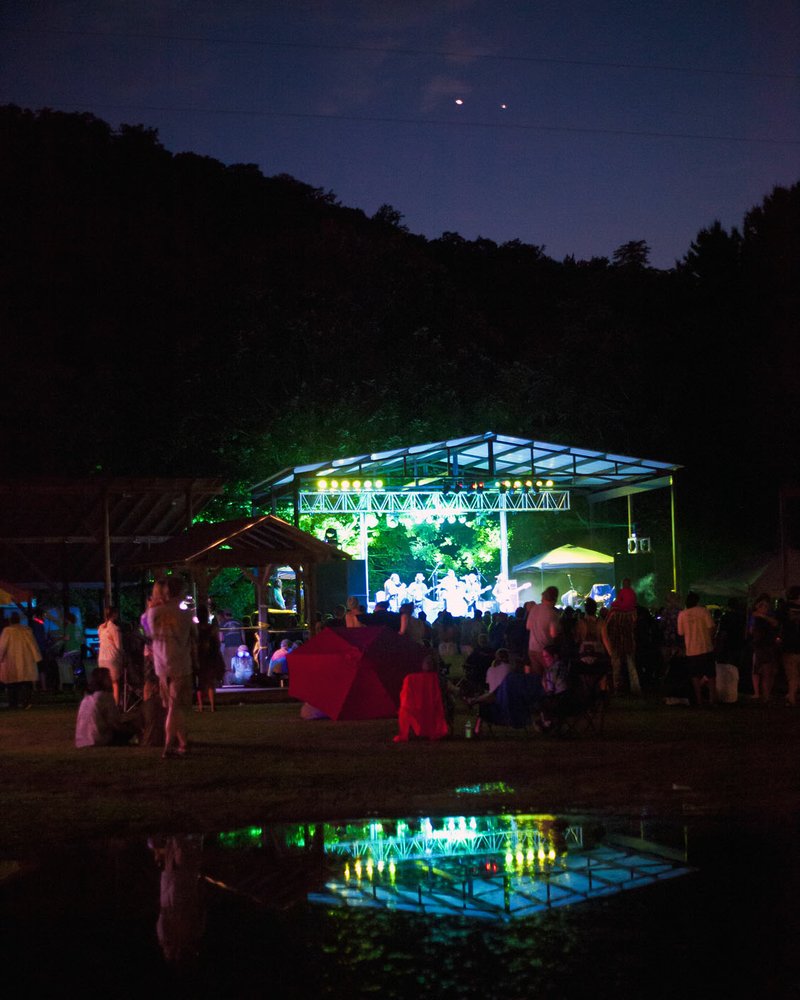 Photo courtesy Grav Weldon Railroad Earth performs by starlight at Highberry.