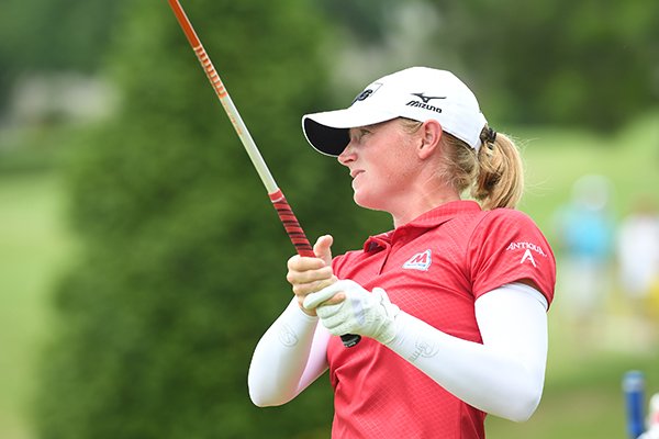 Stacy Lewis swings Friday, June 23, 2017, during the first round of the Wal-Mart NW Arkansas Championship at Pinnacle Country Club in Rogers. 
