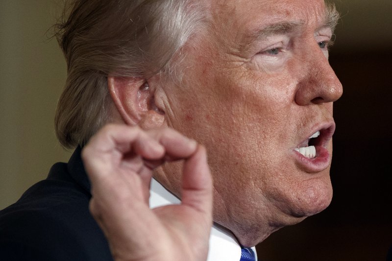 President Donald Trump speaks during a bill signing event for the &quot;Department of Veterans Affairs Accountability and Whistleblower Protection Act of 2017&quot; in the East Room of the White House, Friday, June 23, 2017, in Washington. 