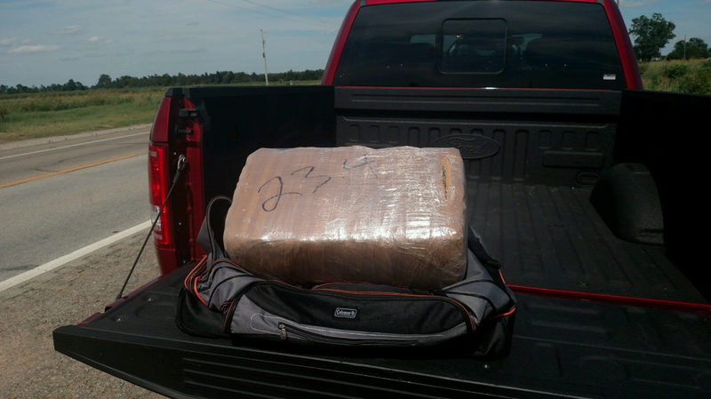 This photo posted on the Clay County sheriff's office Facebook page shows a package that police said contained more than 23 pounds of marijuana.