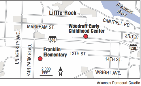 Map showing the location Woodruff Early Childhood Center and Franklin Elementary
